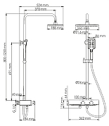 Душевая система WasserKRAFT Thermo A11401 с термостатом Черная матовая Хром-13