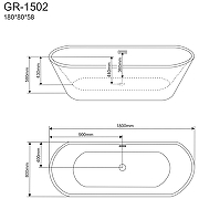 Акриловая ванна Grossman Forta 180х80 GR-1502 без гидромассажа-2