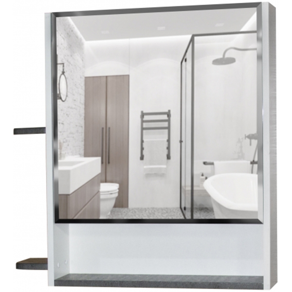 Зеркальный шкаф Mixline Сура 70 539803 Серый Белый набор мебели для ванной mixline сура 70 графит зеркальный шкаф пенал тумба раковина светильник