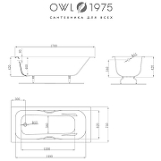 Чугунная ванна Owl 1975 Bjorn 170x75 OWLIB191107 с ручками без антискользящего покрытия-9