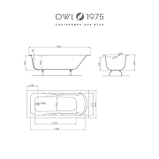 Чугунная ванна Owl 1975 Strand 180x80 OWLIB191111 с ручками без антискользящего покрытия-9