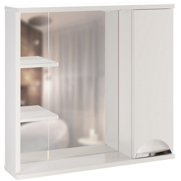 Зеркало со шкафом Mixline Этьен 75 R 529941 с подсветкой Белое зеркало со шкафом dorff comfort 75 r m97mpr0751wg с подсветкой белое