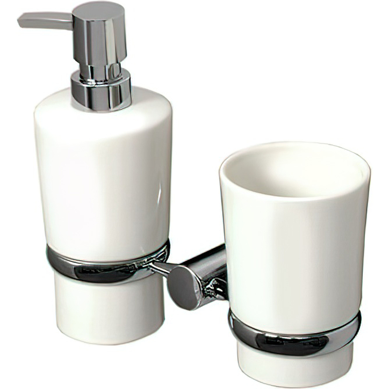 Дозатор для жидкого мыла WasserKRAFT K-28289 со стаканом для зубных щеток Хром дозатор для жидкого мыла wasserkraft lippe k 6589 со стаканом для зубных щеток хром