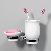 Стакан для зубных щеток с мыльницей WasserKRAFT K-24226 Хром-1