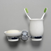 Стакан для зубных щеток с мыльницей WasserKRAFT K-24126 Хром-1