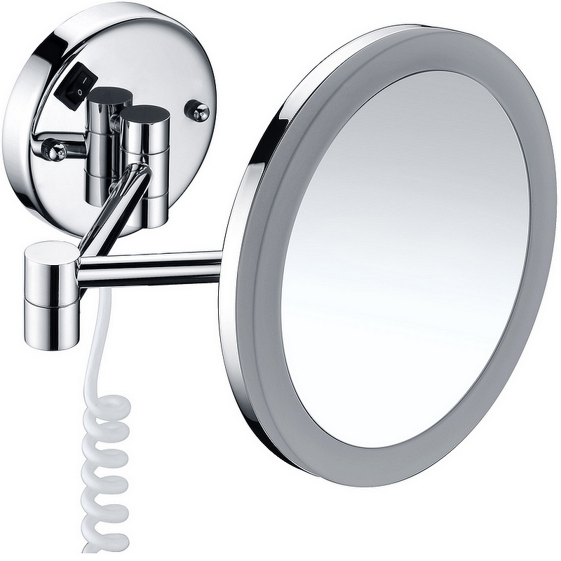 Косметическое зеркало WasserKRAFT K-1004 с подсветкой с увеличением Хром косметическое зеркало wasserkraft k 1001black с увеличением черное матовое