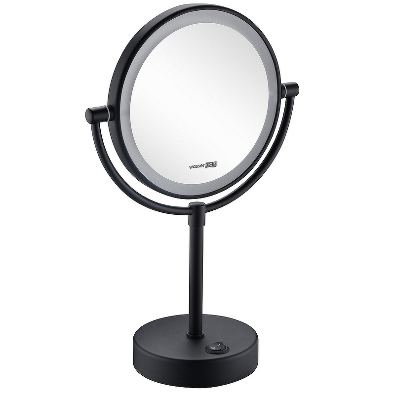 Косметическое зеркало WasserKRAFT K-1005BLACK с подсветкой с увеличением Черное матовое k orb pos каталог 2014 арт 83618