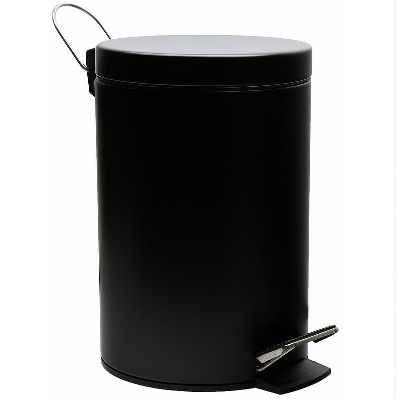Ведро для мусора WasserKRAFT K-635B Черное матовое хозяйственные товары лайма ведро контейнер для мусора с педалью modern 5 л 606301