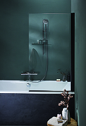 Шторка на ванну Jacob Delafon Struktura 80x140 E6D042-BLV профиль Черный стекло прозрачное-1