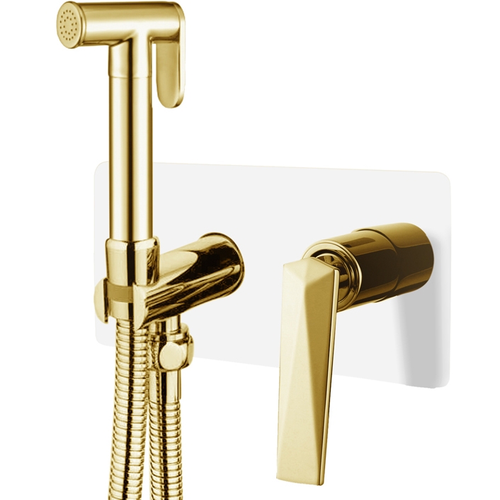 Гигиенический душ со смесителем Boheme Venturo 387-W Золото Белый гигиенический душ со смесителем boheme venturo 377 b хром черный