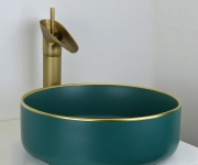 Раковина-чаша Bronze de Luxe 36 1054 Зеленая с золотым ободом-4