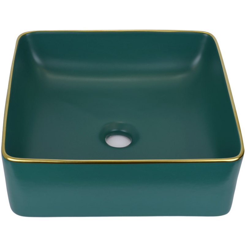 Раковина-чаша Bronze de Luxe 40 1063 Зеленая с золотым ободом 23520