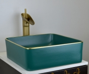 Раковина-чаша Bronze de Luxe 40 1063 Зеленая с золотым ободом-5