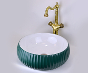 Раковина-чаша Bronze de Luxe 40 1382 Изумрудный глянец Белый глянец-6