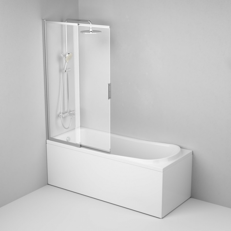 фото Комплект акриловой ванны со шторкой и душевой системой am.pm