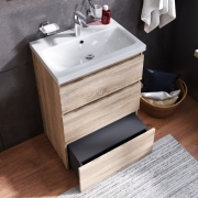 Комплект мебели для ванной AM.PM Gem S 60 BK91GC Светлый дуб со смесителем для раковины и аксессуарами-3