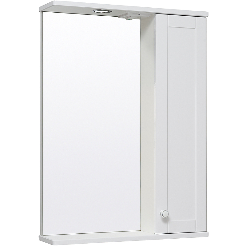 Зеркало со шкафом Runo Мерида 58 R 00-00000740 с подсветкой Белое зеркало со шкафом runo манхэттен 75 00 00001017 серый бетон белое
