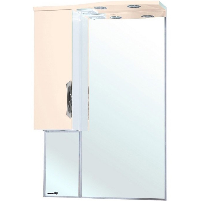 Зеркало со шкафом Bellezza Лагуна 65 4612110002070 с подсветкой L Бежевое Белое зеркало со шкафом grossman альба 65 l 206501 веллингтон белый