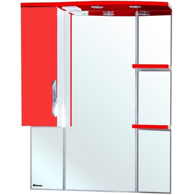 цена Зеркало со шкафом Bellezza Лагуна 75 L 4612112002030 с подсветкой L Красное Белое