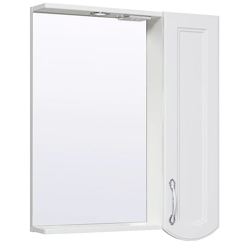 Зеркало со шкафом Runo Неаполь 65 R 00-00001030 с подсветкой Белое зеркало со шкафом runo стиль 75 r 00000001128 с подсветкой белое