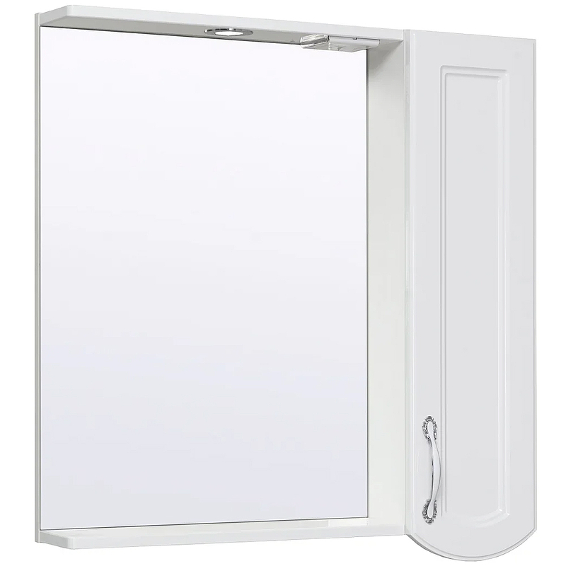 Зеркало со шкафом Runo Неаполь 75 R 00-00001031 с подсветкой Белое зеркало со шкафом runo стиль 75 r 00000001128 с подсветкой белое