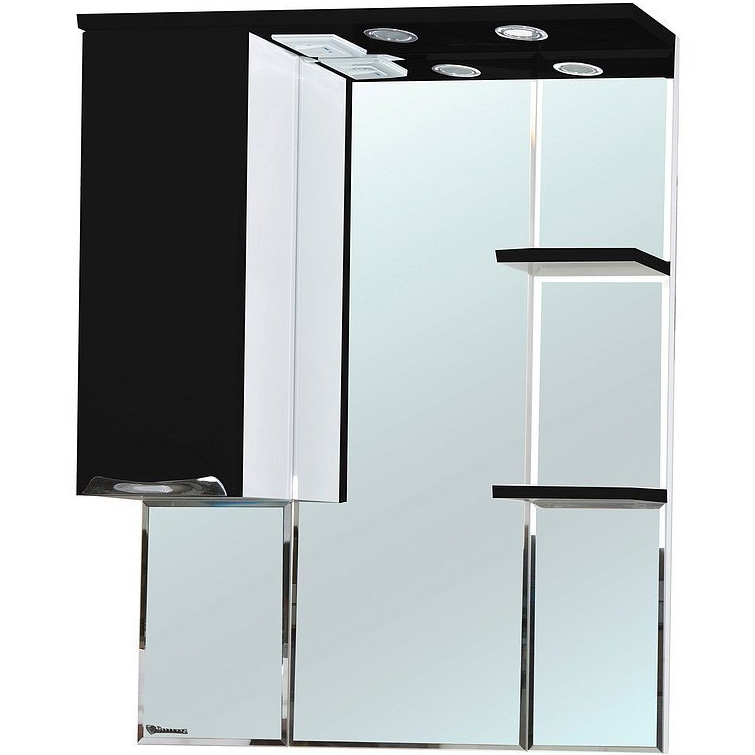 цена Зеркало со шкафом Bellezza Альфа 75 L 4618812002042 с подсветкой Белое Черное