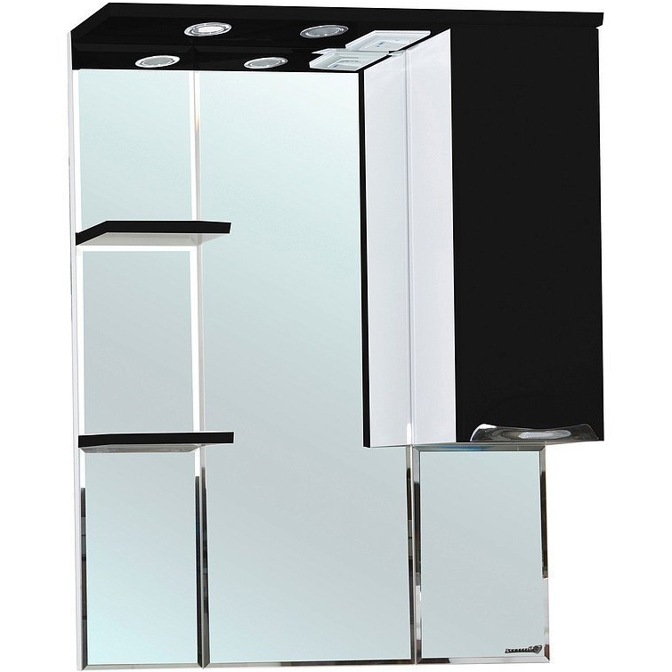 Зеркало со шкафом Bellezza Альфа 75 R 4618812001045 с подсветкой Белое Черное зеркало со шкафом bellezza джулия 75 r 4611212001011 с подсветкой r белое