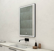 Зеркало Art&Max Arezzo AM-Are-600-800-DS-FC-H-Nero с подсветкой с сенсорным выключателем Черное-2