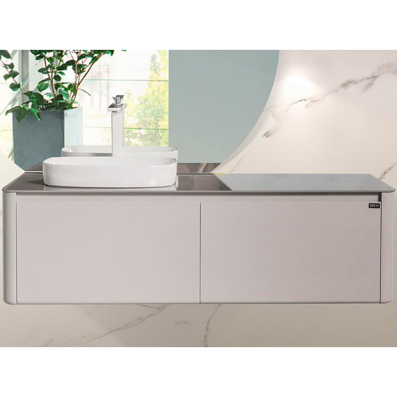 Комплект мебели для ванной Black&White Universe U915.1400 L подвесной Серый - фото 1