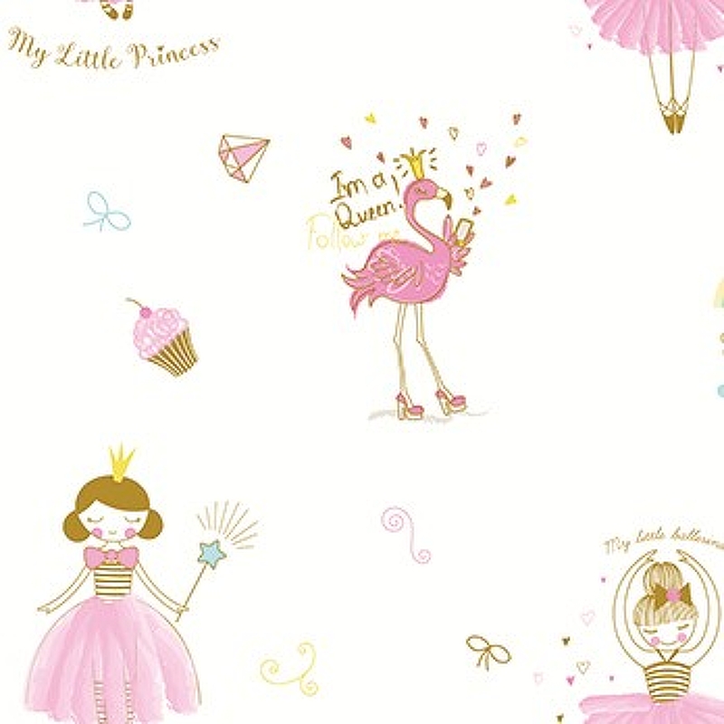Обои детские Andrea Rossi Kids Land 54268-1 Винил на флизелине (1,06*10,05) Розовый, Принцессы