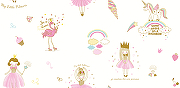Обои детские Andrea Rossi Kids Land 54268-1 Винил на флизелине (1,06*10,05) Розовый, Принцессы-1