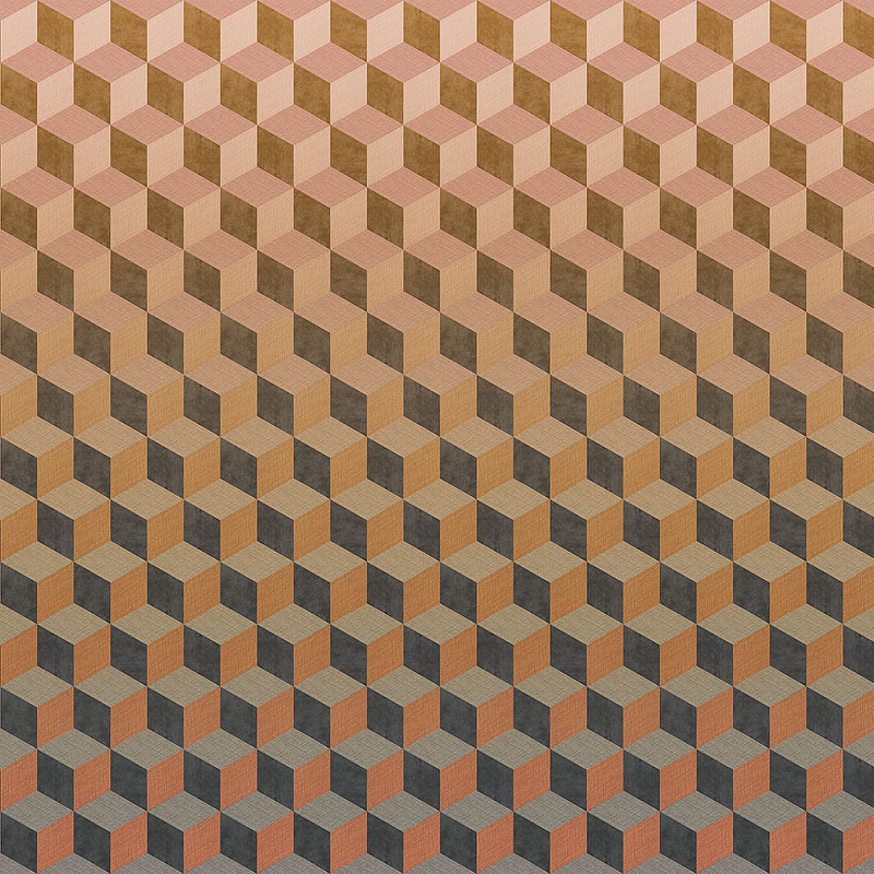 Панно BN-INTERNATIONAL Cubiq 200418DX Винил на флизелине (3*2,8) Оранжевый, Геометрия otokodesign брошь два кольца 52618
