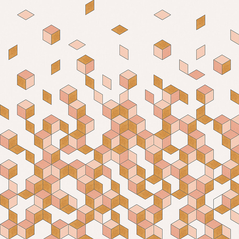 Панно BN-INTERNATIONAL Cubiq 200450DX Винил на флизелине (3*2,8) Оранжевый/Белый, Геометрия otokodesign брошь два кольца 52618