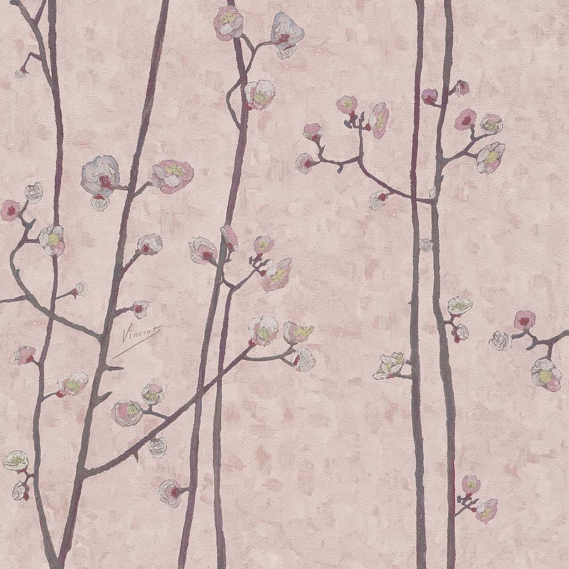 Обои BN-INTERNATIONAL Van Gogh 2 220021 Винил на флизелине (0,53*10) Розовый, Листья/Деревья