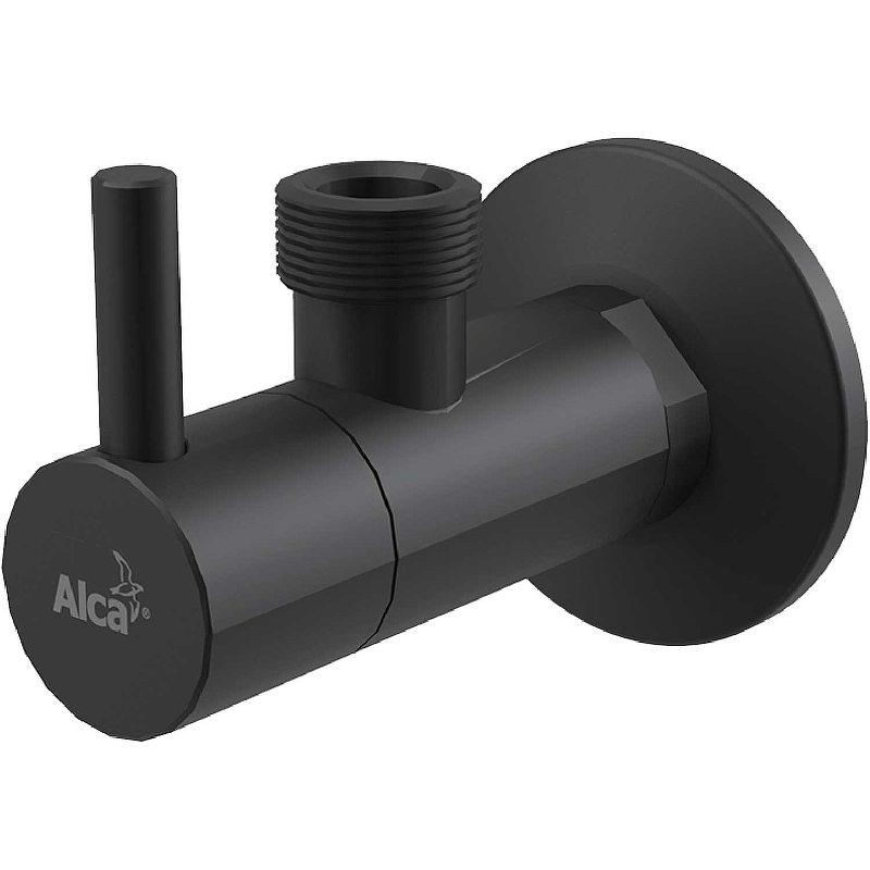 угловой вентиль с фильтром 1 2 × 1 2 круглый черный матовый arv003 black Запорный вентиль Alcaplast ARV003-BLACK угловой Черный матовый