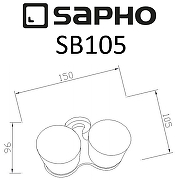Стакан для зубных щеток Sapho Samba SB105 двойной Хром-1