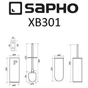 Ершик для унитаза Sapho X-round black XB301 Черный-1