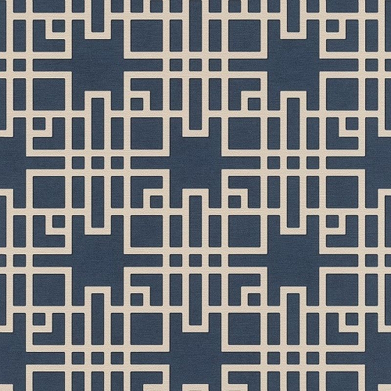 Обои RASCH Kimono 409253 Винил на флизелине (0,53*10,05) Синий/Белый, Геометрия