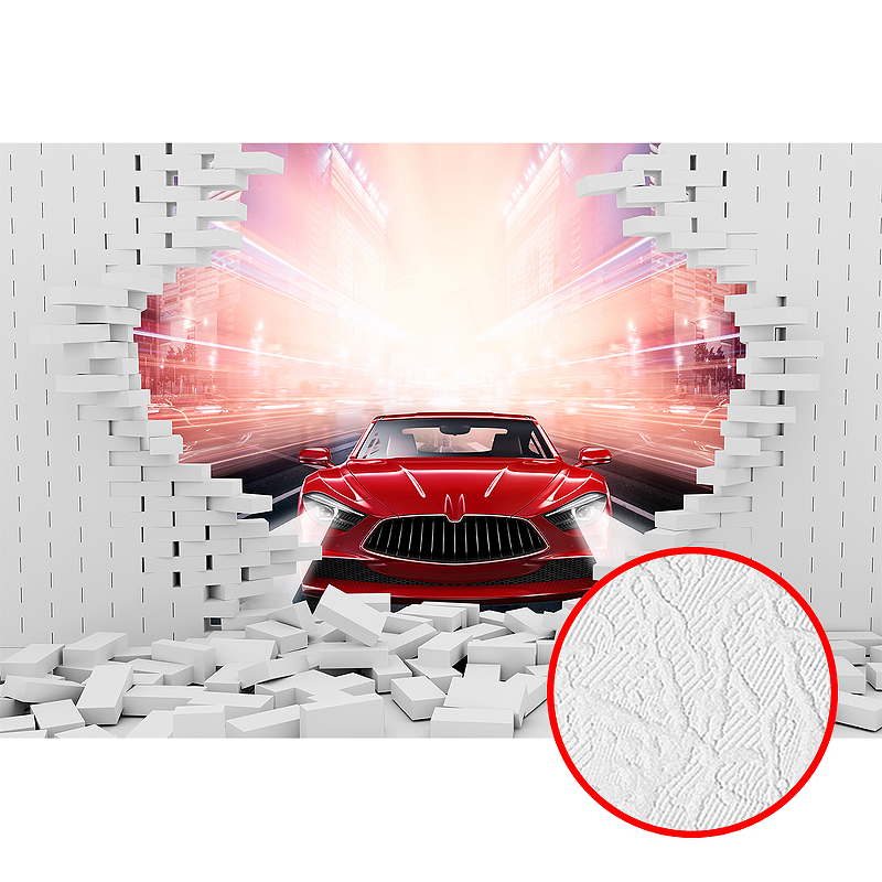 Фотообои Divino P-057 Фактура фреска Винил на флизелине (4*2,7) Белый/Красный, Автомобиль