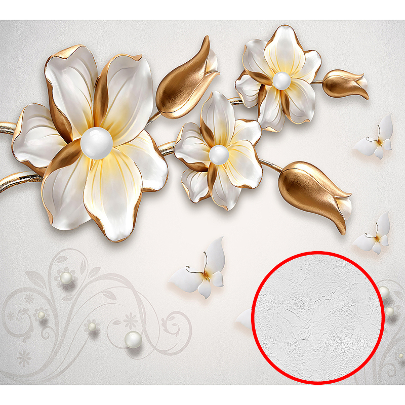 Фотообои Divino T-029 Фактура живопись Винил на флизелине (3*2,7) Белый, Цветы