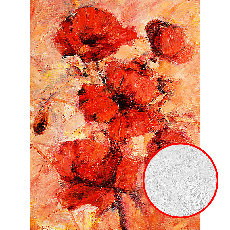 Фотообои Divino T-151 Фактура живопись Винил на флизелине (2*2,7) Красный, Цветы