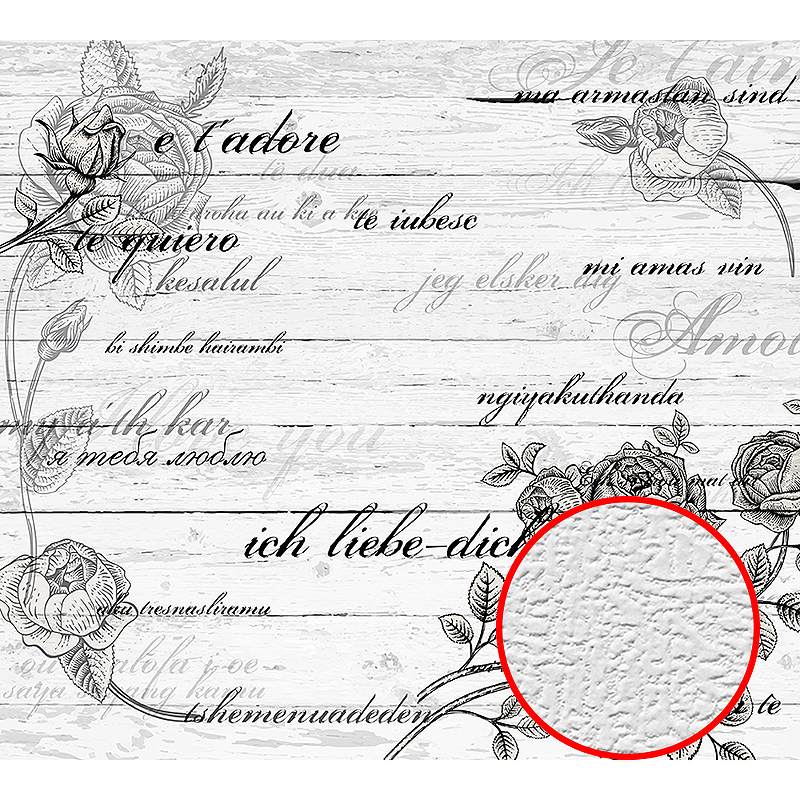 Фотообои Divino D-036 Фактура холст Винил на флизелине (3*2,7) Черный/Белый, Надписи/Цветы