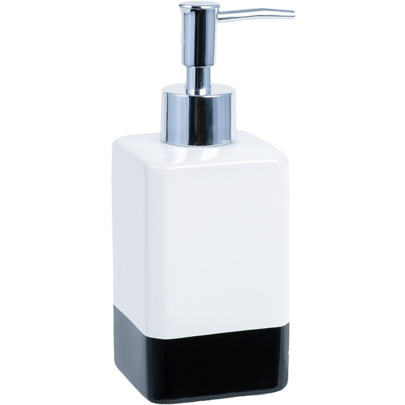 дозатор для мыла fixsen настольный пластик черный Дозатор жидкого мыла Fixsen Text FX-230-1 Белый Черный Хром