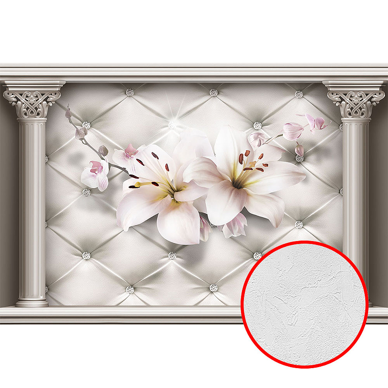 Фотообои Divino L-049 Фактура живопись Винил на флизелине (4*2,7) Белый, Цветы