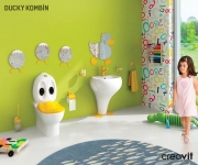 Держатель туалетной бумаги Creavit Ducky BR20213Y с крышкой Желтый-2