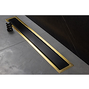 Душевой лоток Pestan Confluo Premium Line 450 Black Glass Gold 13100114 с решеткой Черный глянцевый Золото глянцевое-5