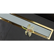 Душевой лоток Pestan Confluo Premium Line 450 White Glass Gold 13100120 с решеткой Белый глянцевый Золото глянцевое-7