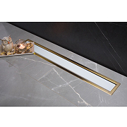 Душевой лоток Pestan Confluo Premium Line 550 White Glass Gold 13100121 с решеткой Белый глянцевый Золото глянцевое-2