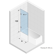 Шторка на ванну Riho VZ Scandic NXT X107 100 P G001134120 (GX01072C2) профиль Хром стекло прозрачное-2