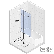 Шторка на ванну Riho VZ Scandic NXT X109V 90 L G001153120 (GX06052C1) профиль Хром стекло прозрачное-1